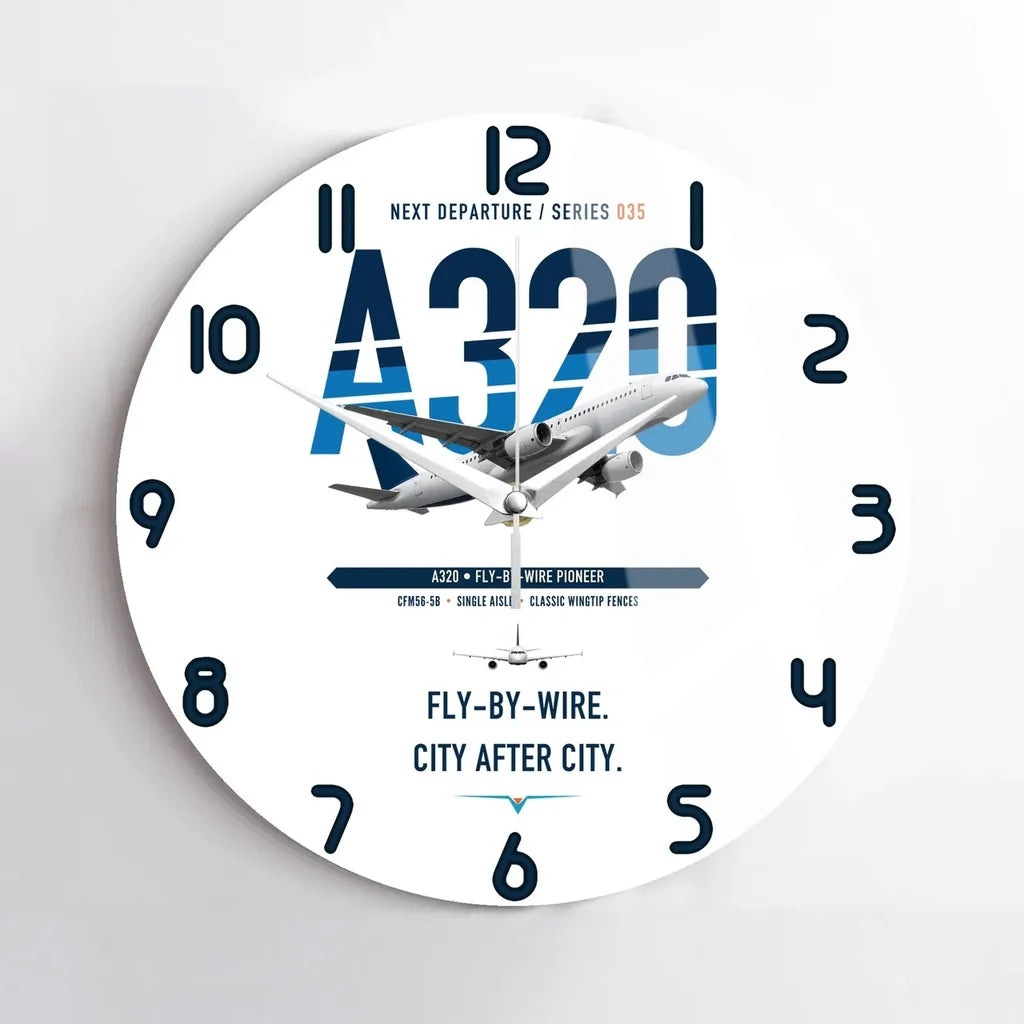 Airbus A320 design on white no frame wall clock