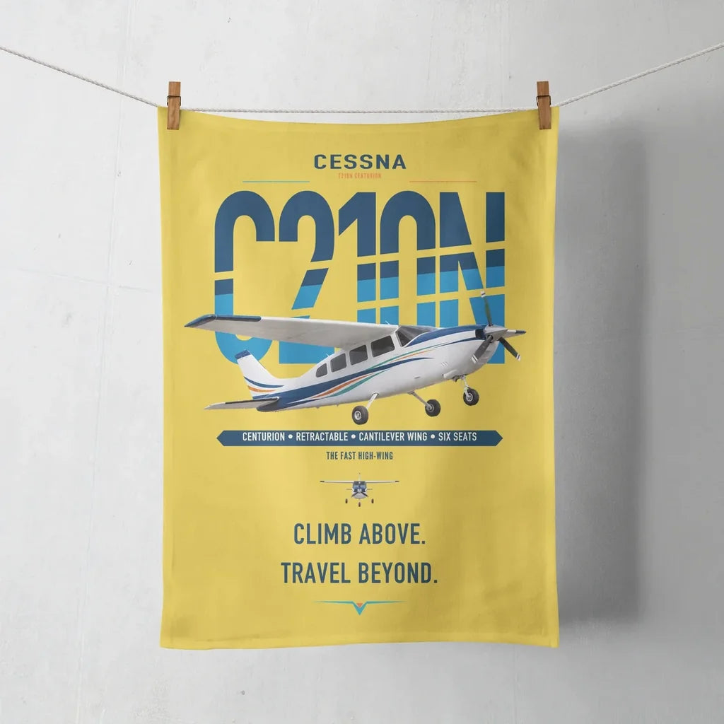 Cessna T210N Centurion design on yellow towel