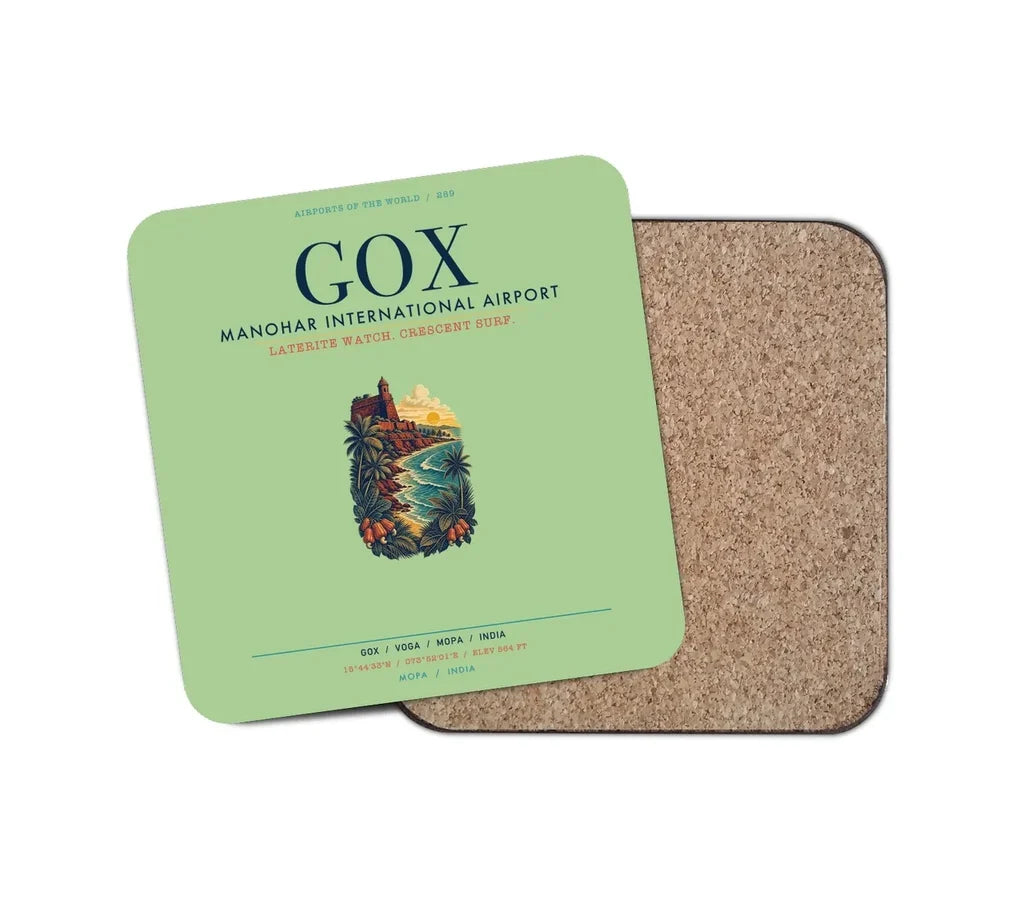 Manohar International Airport Mopa (GOX) design on light green 1 piece coaster