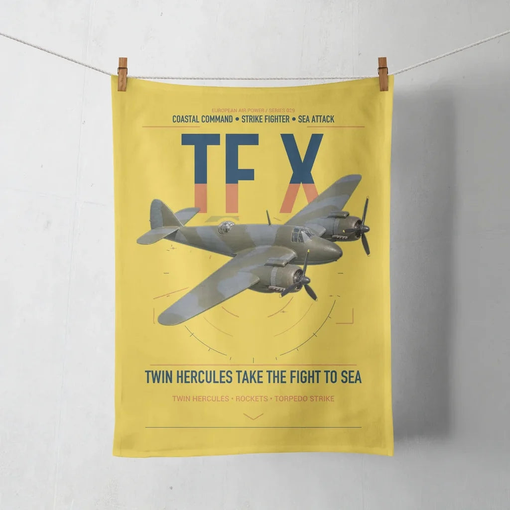 Bristol Beaufighter TF X design on yellow towel