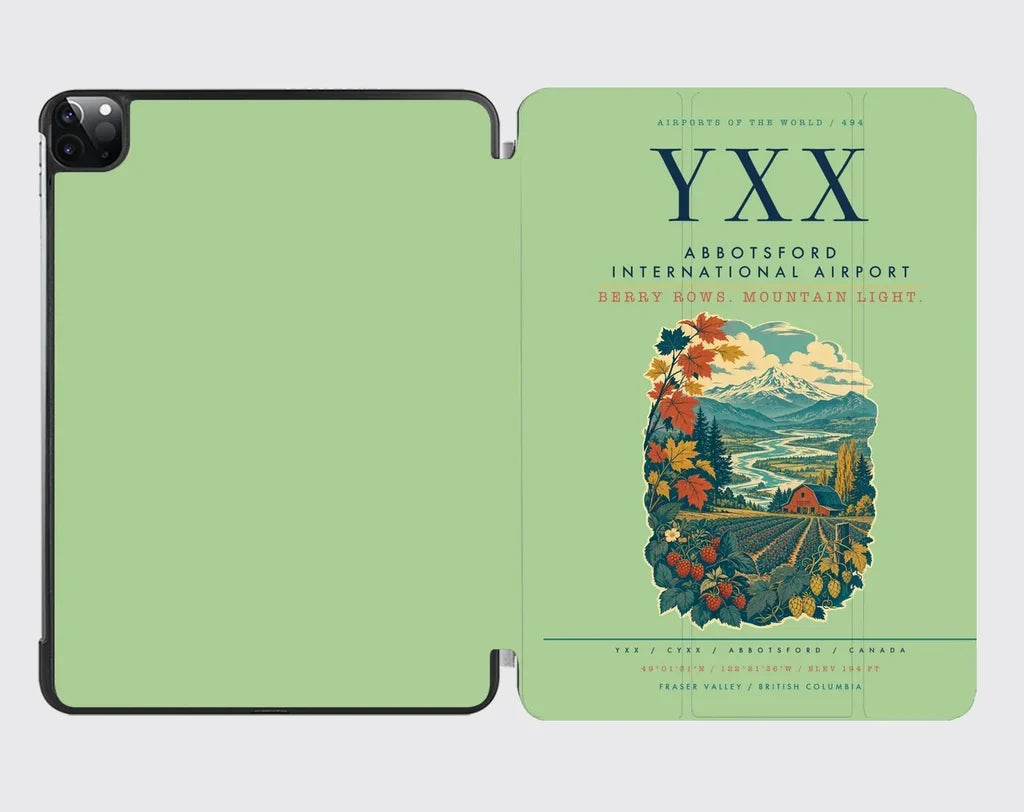Abbotsford International Airport (YXX) design on light green ipad tablet case