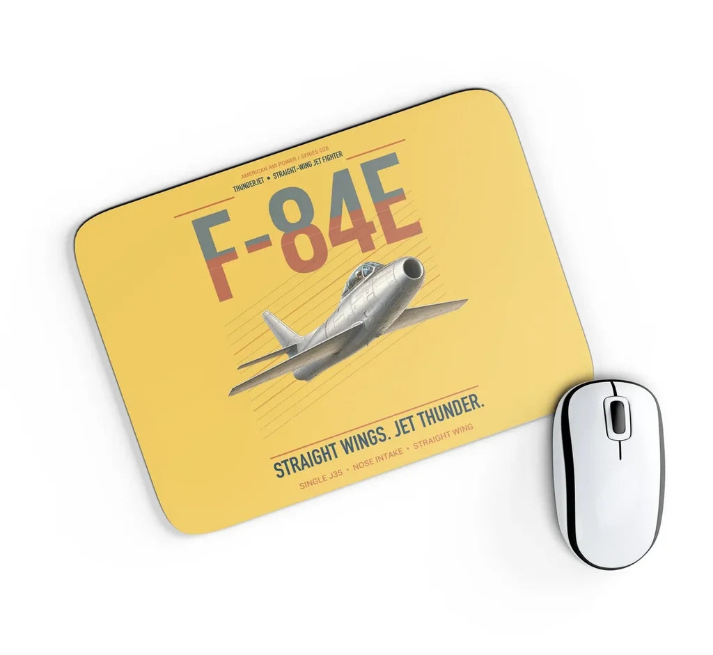 F-84E Thunderjet design on yellow rectangle mouse pad