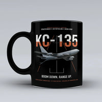 Thumbnail for KC-135 STRATOTANKER design on black ceramic mug, double-side print
