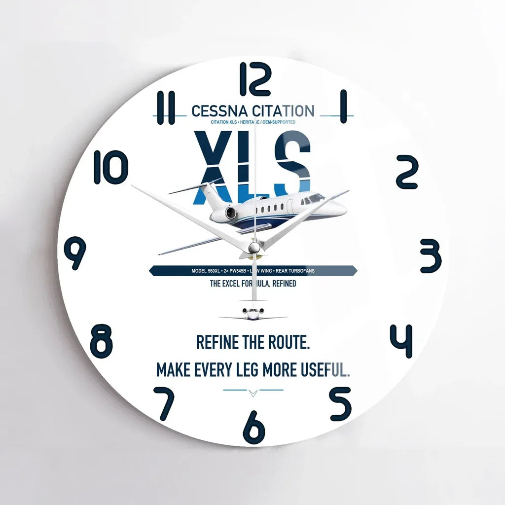 Cessna Citation XLS design on white no frame wall clock