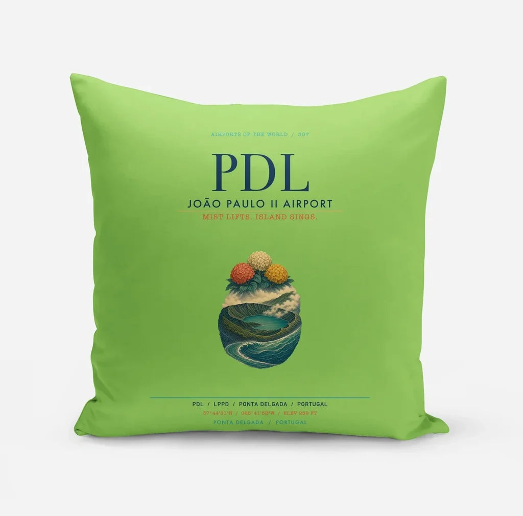 João Paulo II Airport (PDL) design on light green pillow