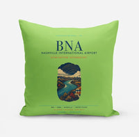 Thumbnail for Nashville International Airport (BNA) design on light green pillow