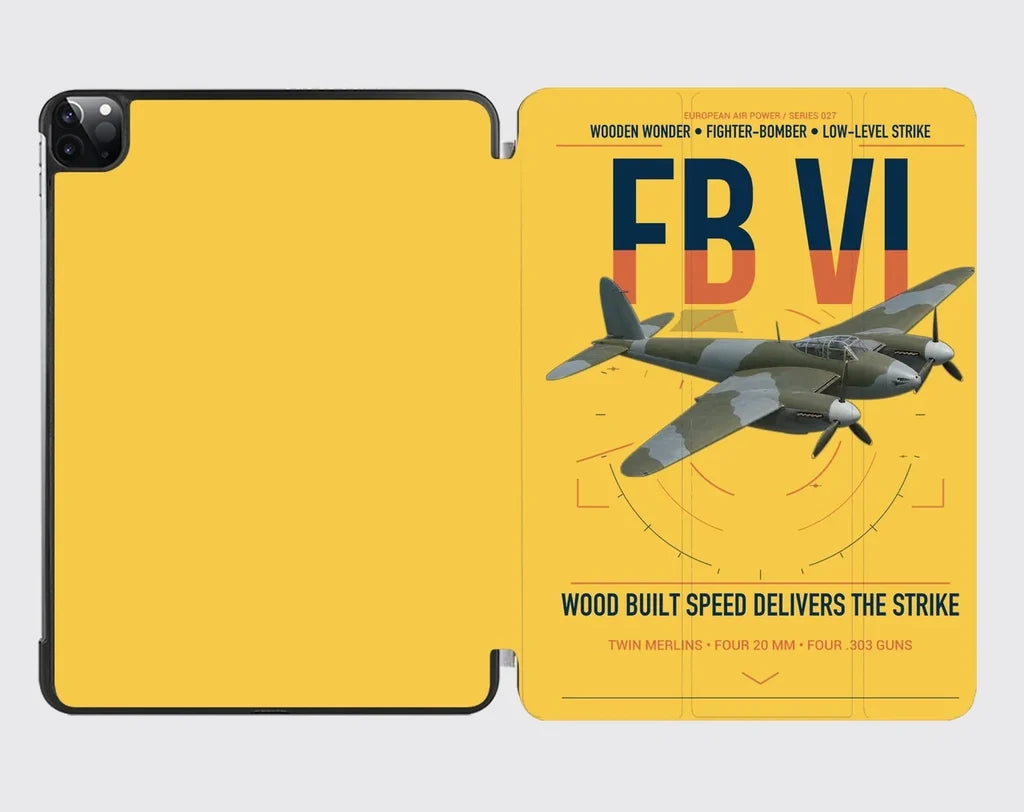 de Havilland Mosquito FB VI design on yellow ipad tablet case