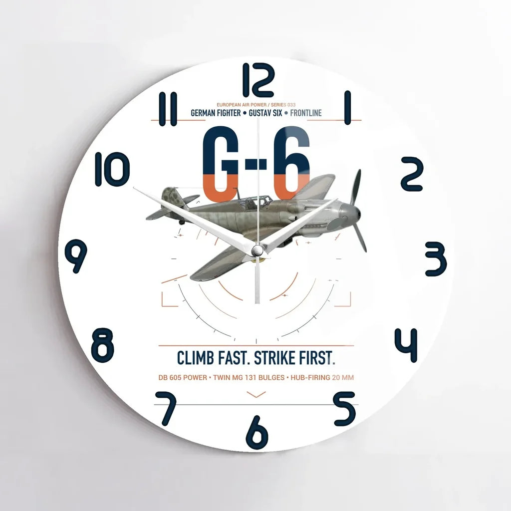 Messerschmitt Bf 109G-6 design on white no frame wall clock