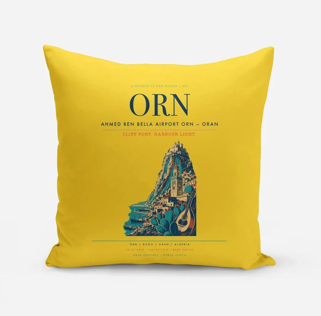 Ahmed Ben Bella Airport (ORN) design on yellow pillow
