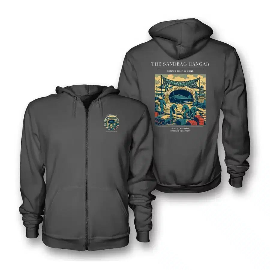 VINTAGE G4505 - The Sandbag Hangar - Premium Zipped Hoodie design on darkgray