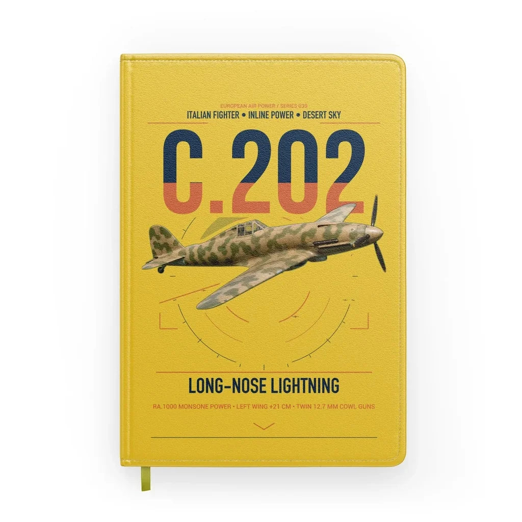 Macchi C.202 Folgore design on yellow notebook