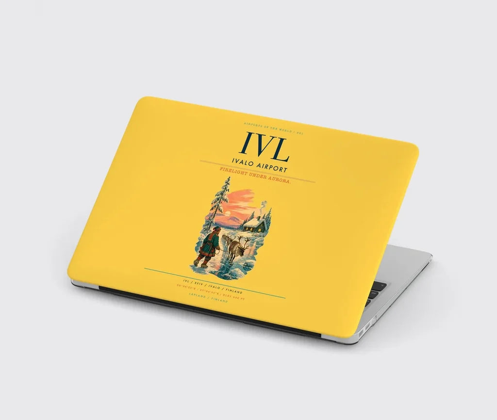 Ivalo Airport (IVL) design on yellow MacBook case