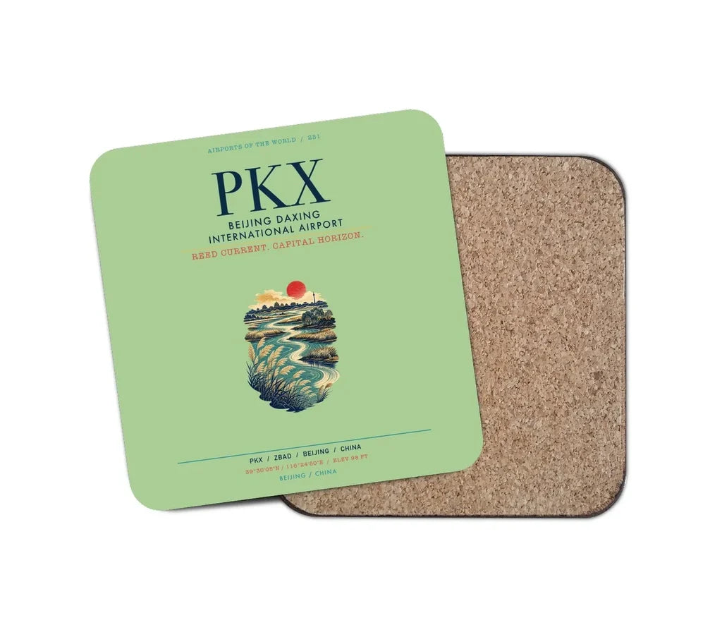 Beijing Daxing International Airport (PKX) design on light green 1 piece coaster