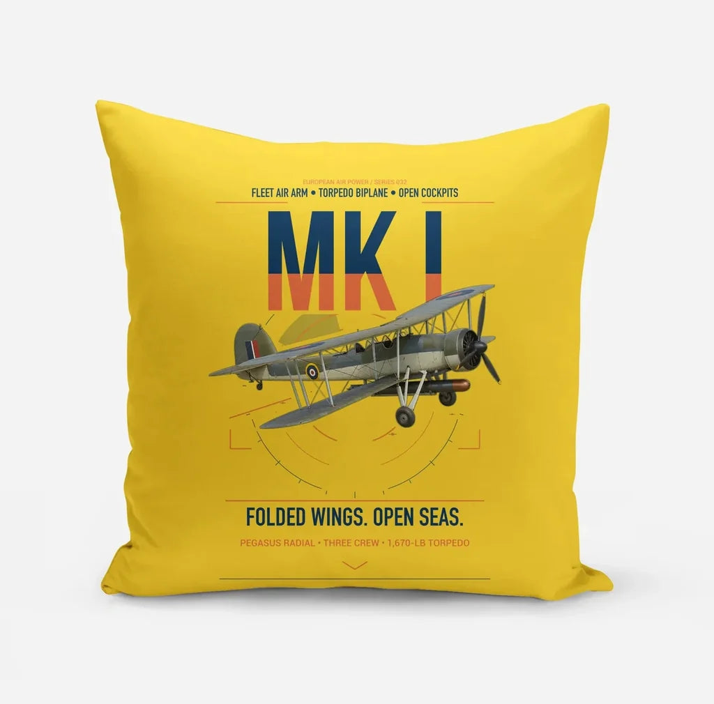 Fairey Swordfish Mk I design on yellow pillow