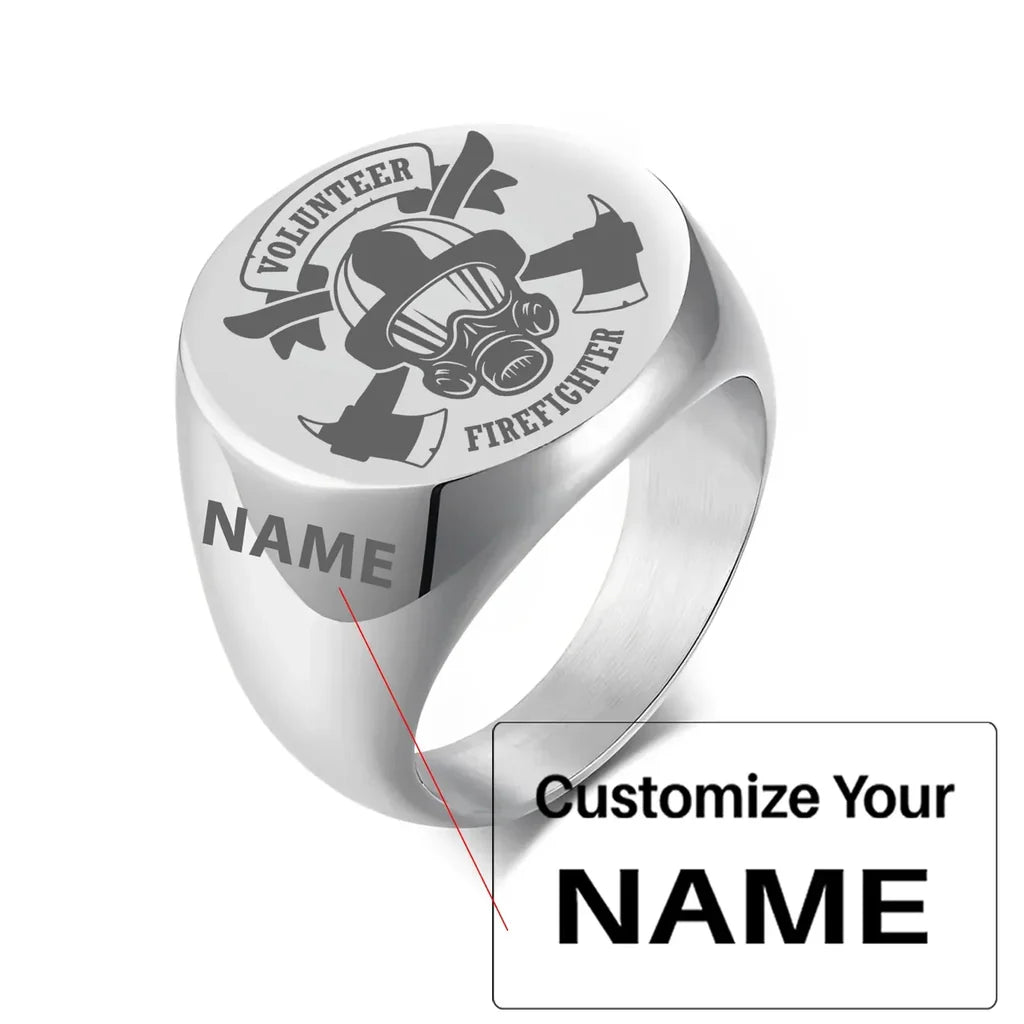 Customisable Volunteer Firefighter Design 20MM Ring - view 3