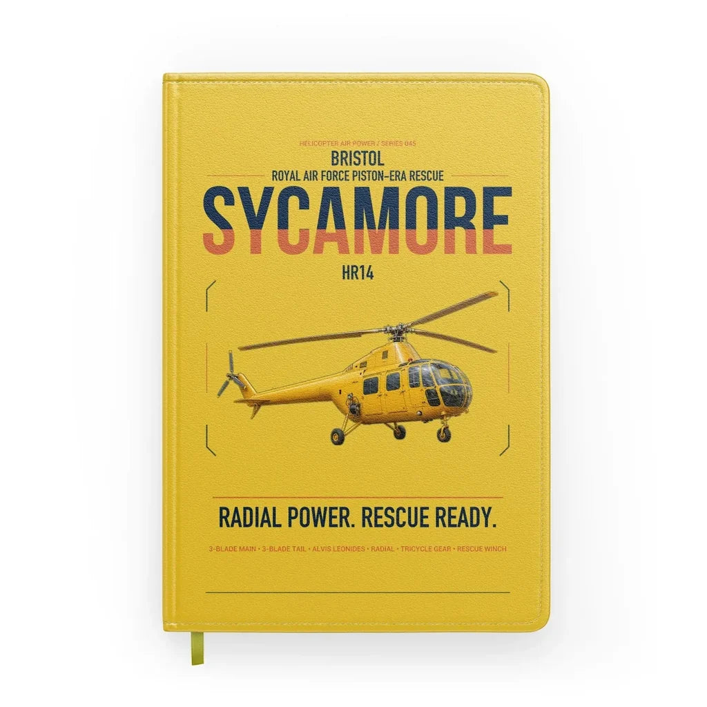 Bristol Sycamore HR14 design on yellow notebook