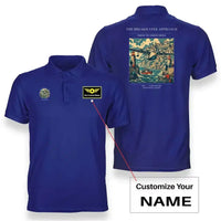 Thumbnail for VINTAGE G4365 - The Breakwater Approach - Double-Side Polo T-Shirt design on blue+name