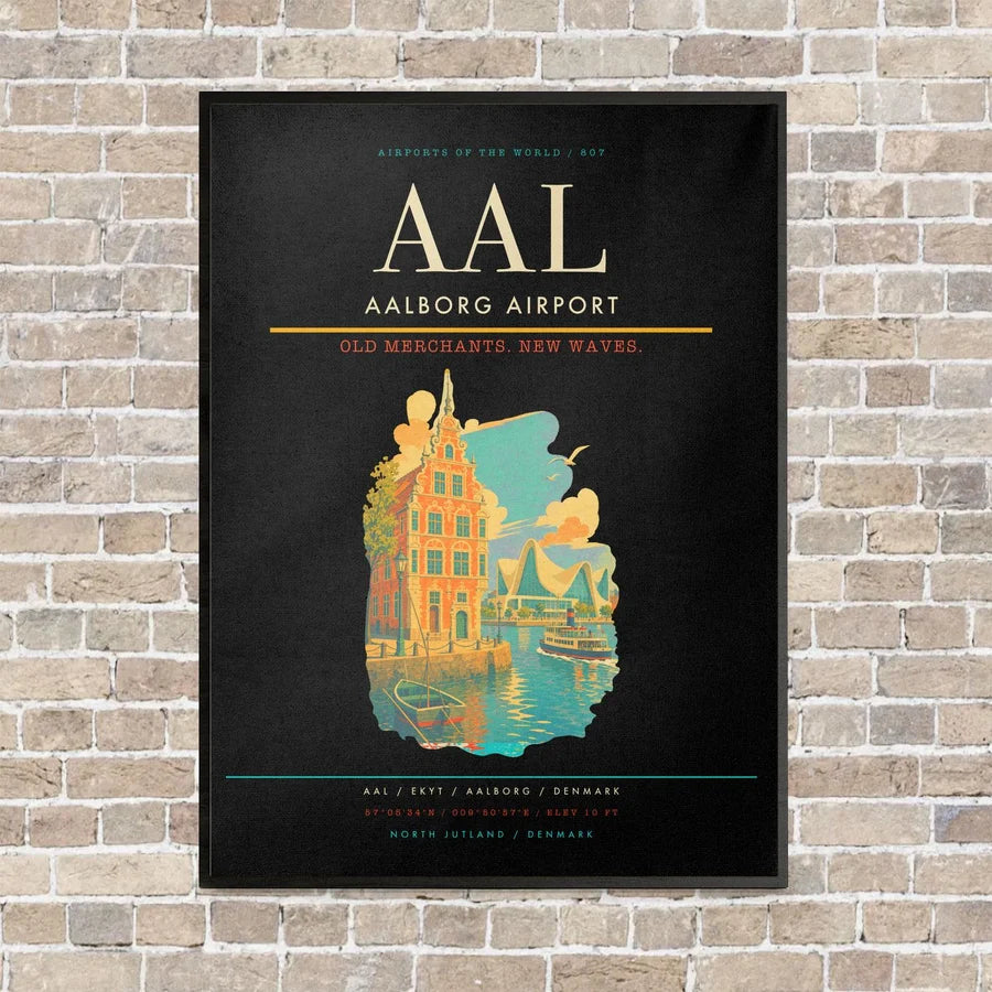 Aalborg Airport AAL - Canvas Framed - Black