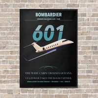 Thumbnail for Bombardier Challenger 601 vertical canvas print - framed - black background