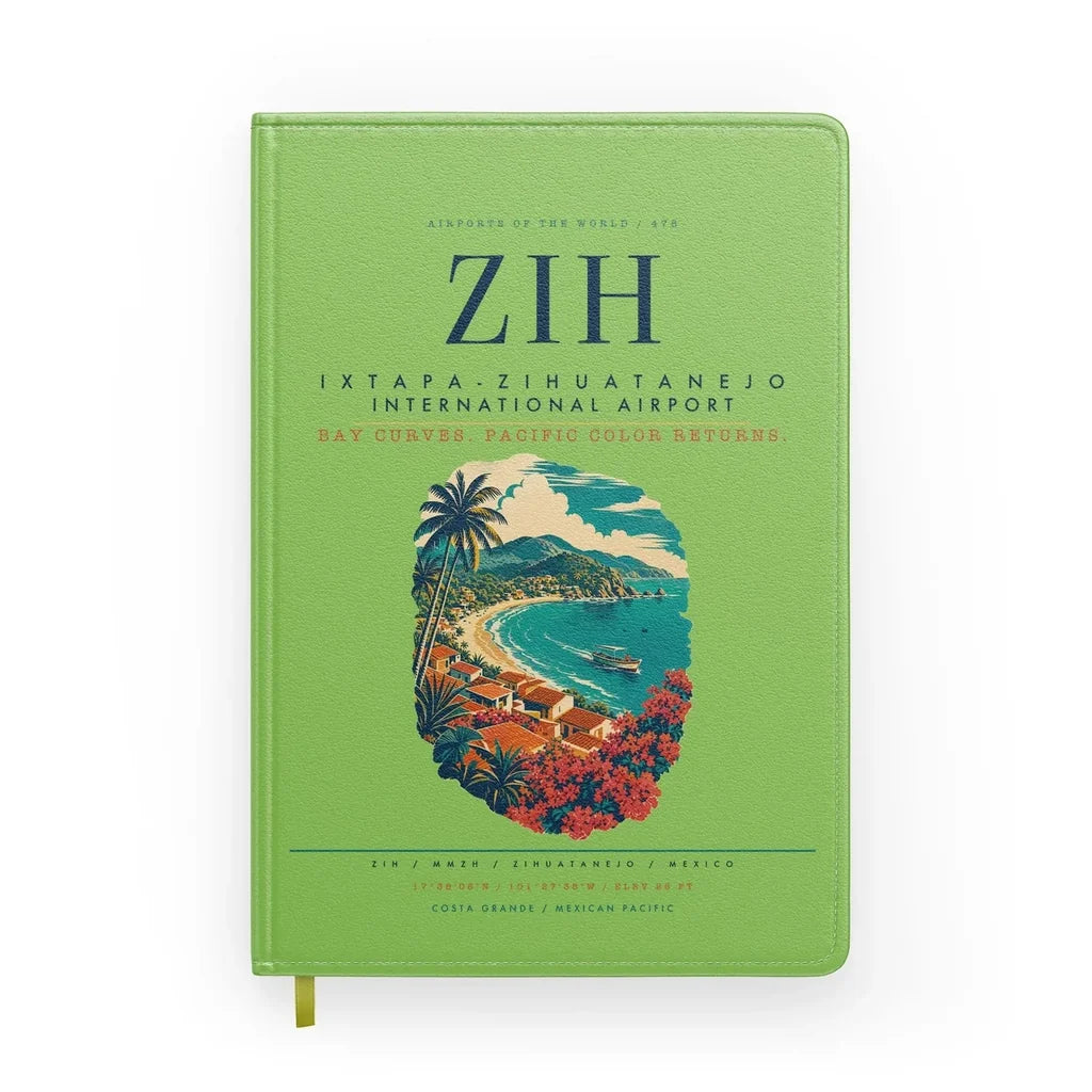 Ixtapa-Zihuatanejo International Airport (ZIH) design on light green notebook
