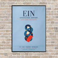 Thumbnail for Eindhoven Airport EIN vertical canvas print - framed - light blue background