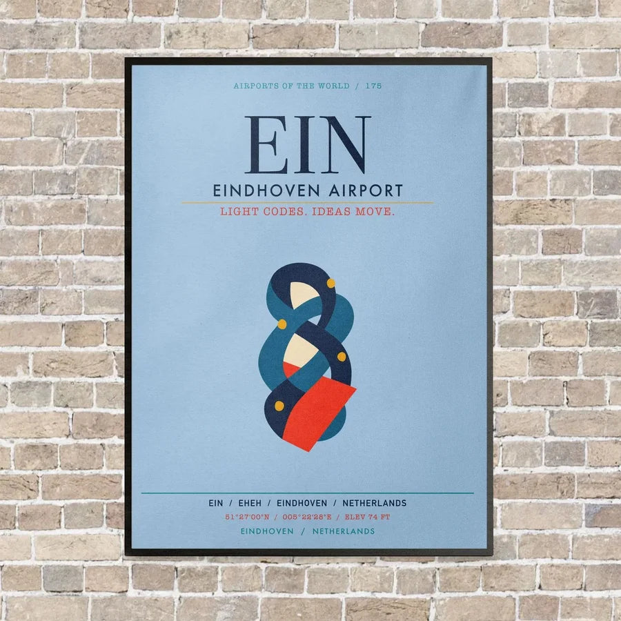 Eindhoven Airport EIN vertical canvas print - framed - light blue background