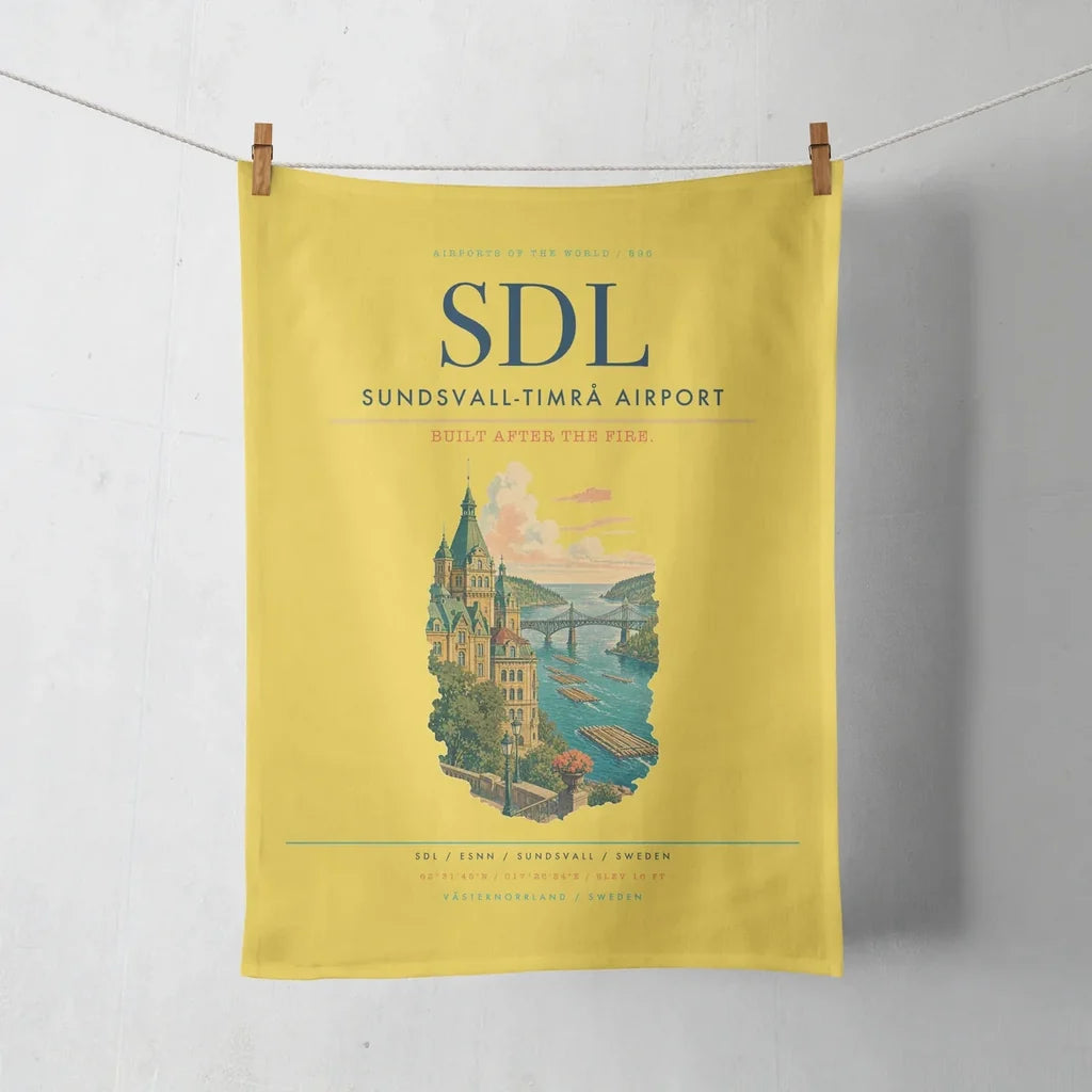 Sundsvall-Timrå Airport (SDL) design on yellow towel