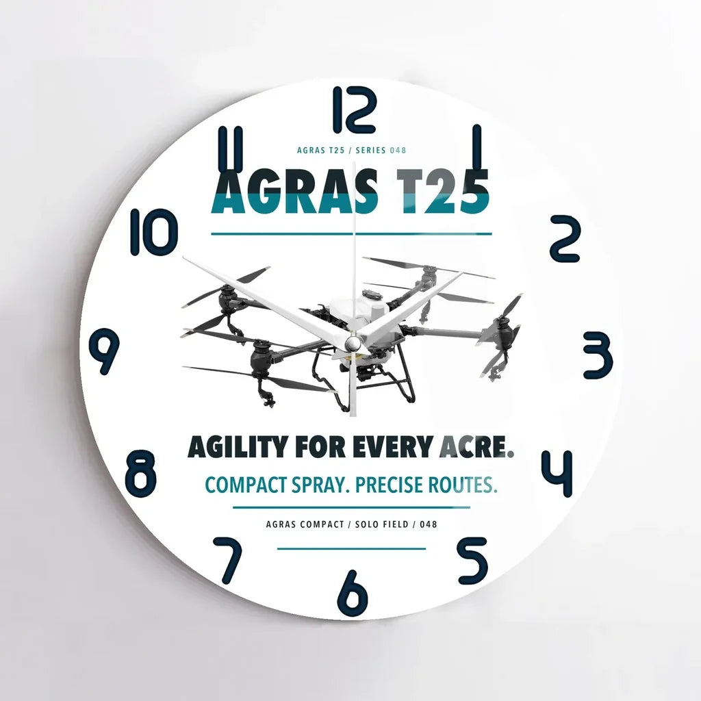 DJI Agras T25 design on white no frame wall clock