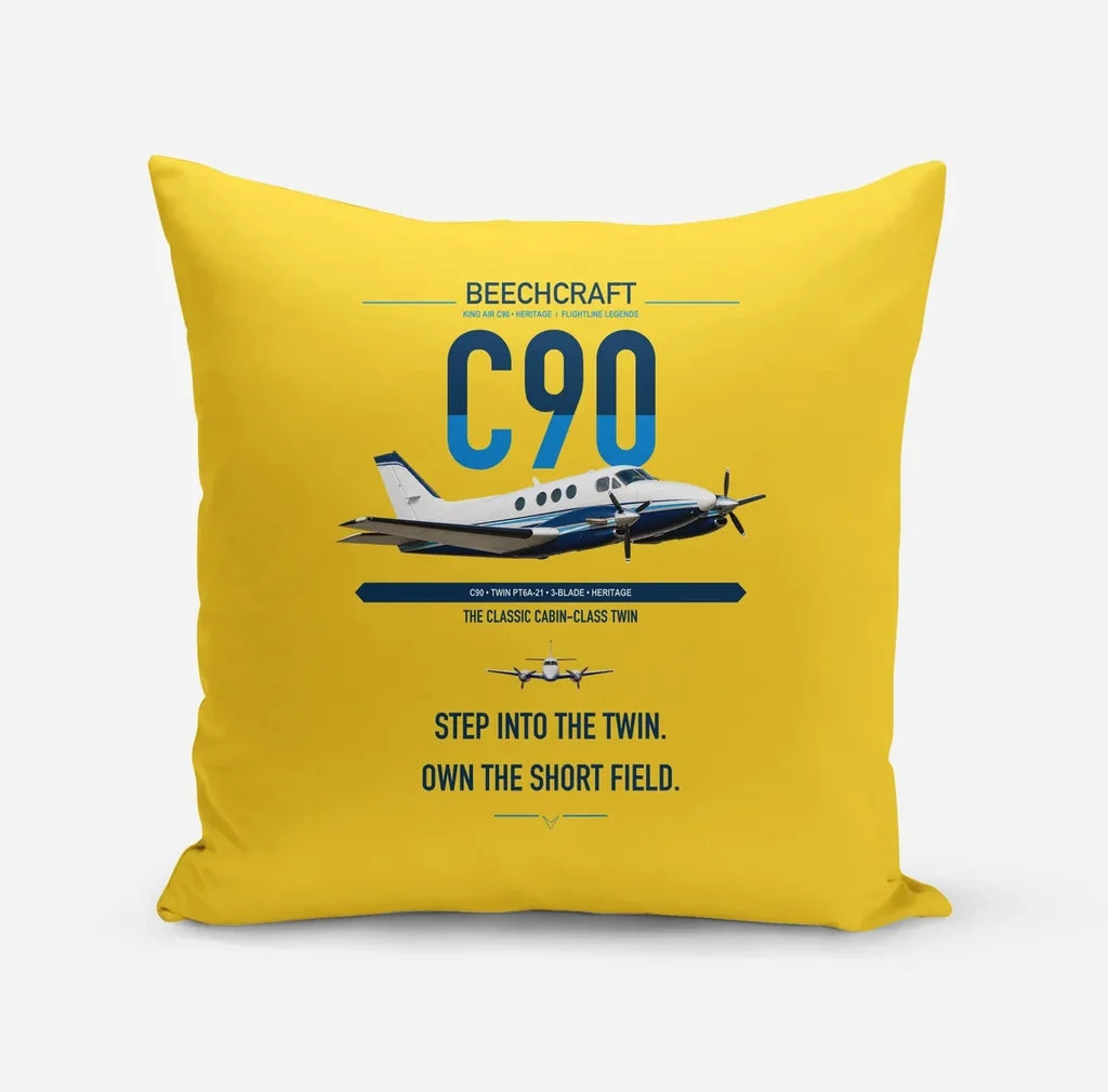 Beechcraft King Air C90 design on yellow pillow