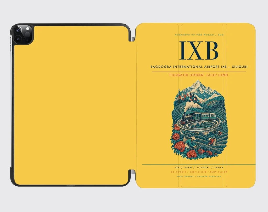Bagdogra International Airport (IXB) design on yellow ipad tablet case