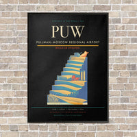 Thumbnail for Pullman–Moscow Regional Airport PUW vertical canvas print - framed - black background