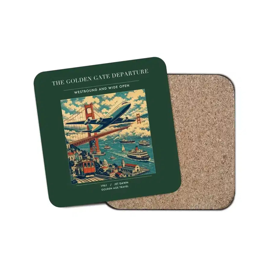 The Golden Gate Departure - Designed Coasters design on dark green 1-piece
