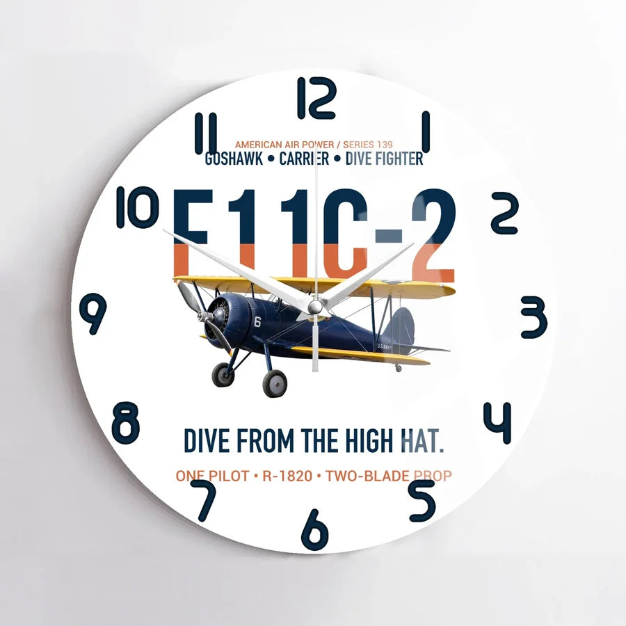 F11C-2 Goshawk Dive from the High Hat design on white no frame wall clock