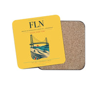Thumbnail for Hercilio Luz International Airport (FLN) design on yellow 1 piece coaster