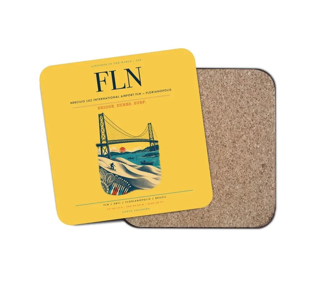 Hercilio Luz International Airport (FLN) design on yellow 1 piece coaster