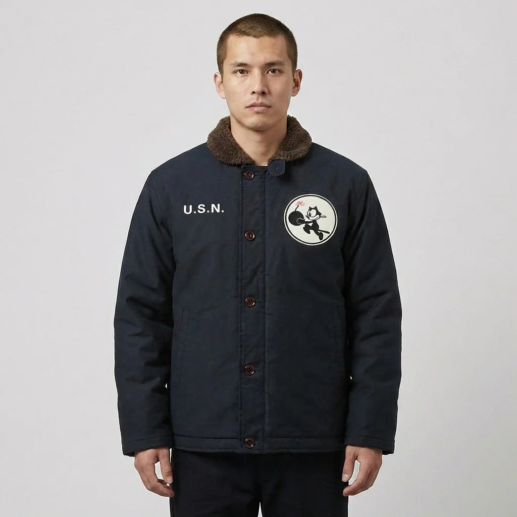 Navy N-1 Retro Deck Jacket - view 4