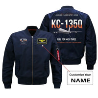 Thumbnail for KC-135Q Blackbird Tanker design on blue+name bomber jacket, double-side print