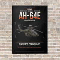 Thumbnail for Boeing AH-64E Apache Guardian vertical canvas print - framed - black background