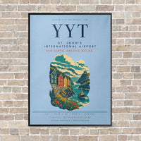Thumbnail for St. John's International Airport YYT vertical canvas print - framed - light blue background
