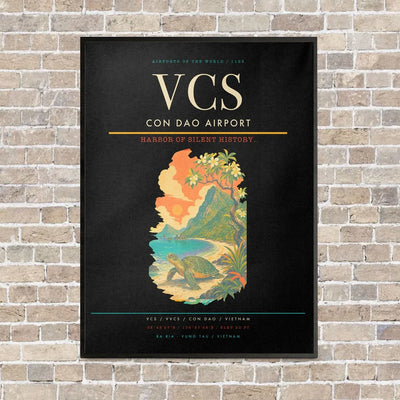 Con Dao Airport VCS vertical canvas print - framed - black background