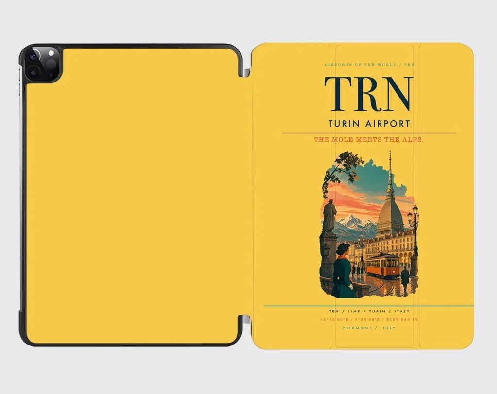 Turin Airport (TRN) design on yellow ipad tablet case