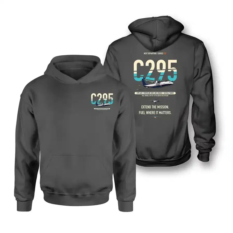 Airbus C295 Air-to-Air Refuelling design on dark gray hoodie