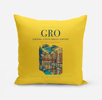 Thumbnail for Girona–Costa Brava Airport (GRO) design on yellow pillow