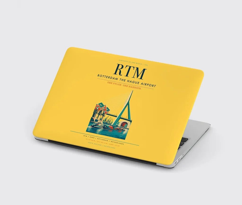 Rotterdam The Hague Airport (RTM) design on yellow MacBook case
