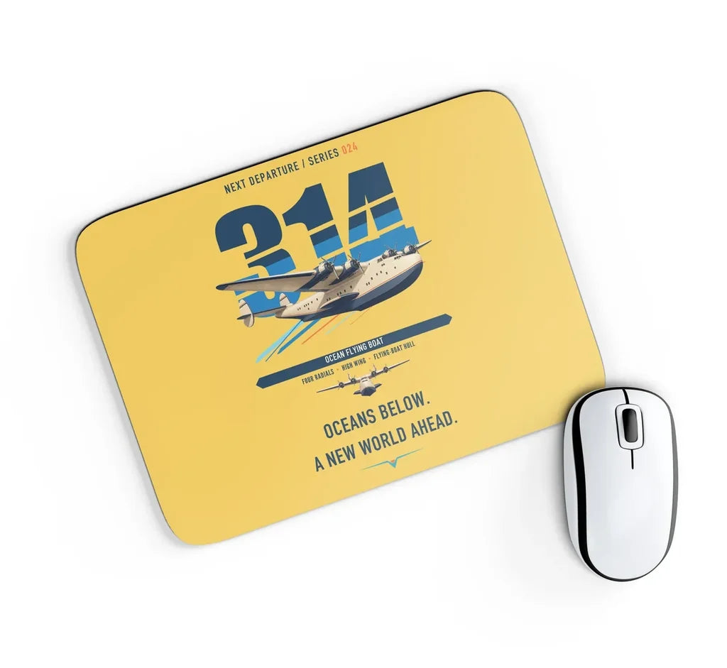 Boeing 314 Clipper design on yellow rectangle mouse pad