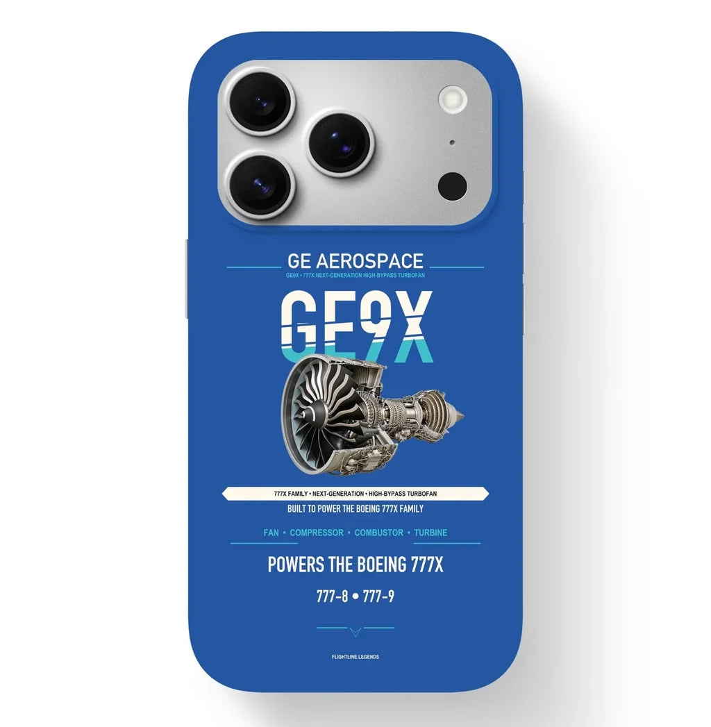 GE9X Case design on blue iphone case