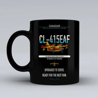 Thumbnail for Canadair CL-415EAF design on black ceramic mug, double-side print