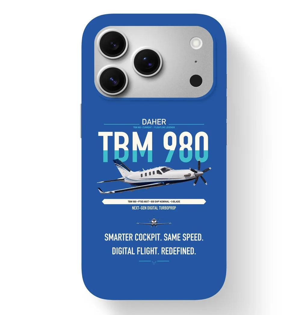Daher TBM 980 design on blue magsafe iphone case, for iPhone 17 Pro