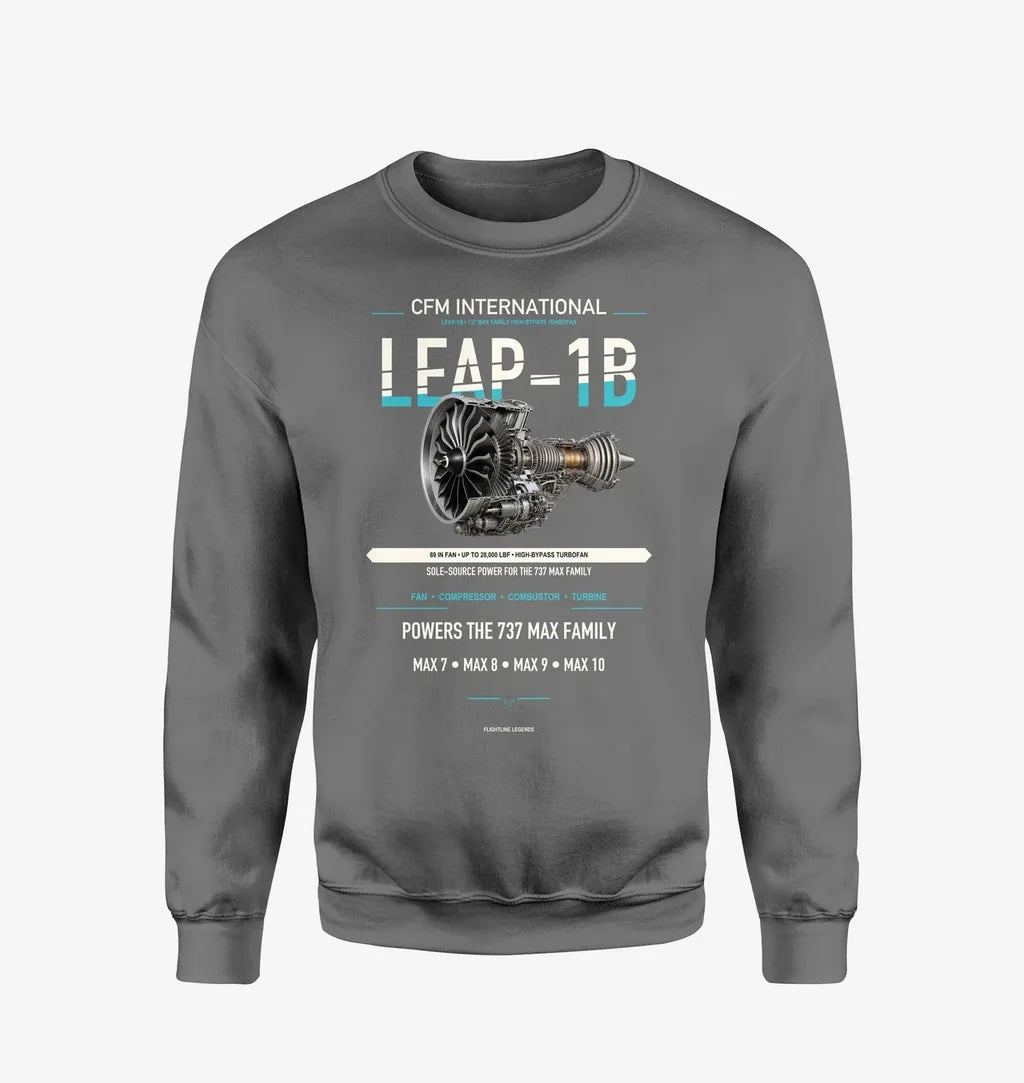 CFM LEAP-1B design on gray sweatshirt