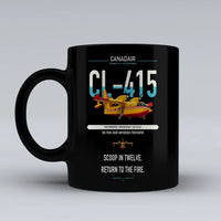 Thumbnail for Canadair CL-415 design on black ceramic mug, double-side print